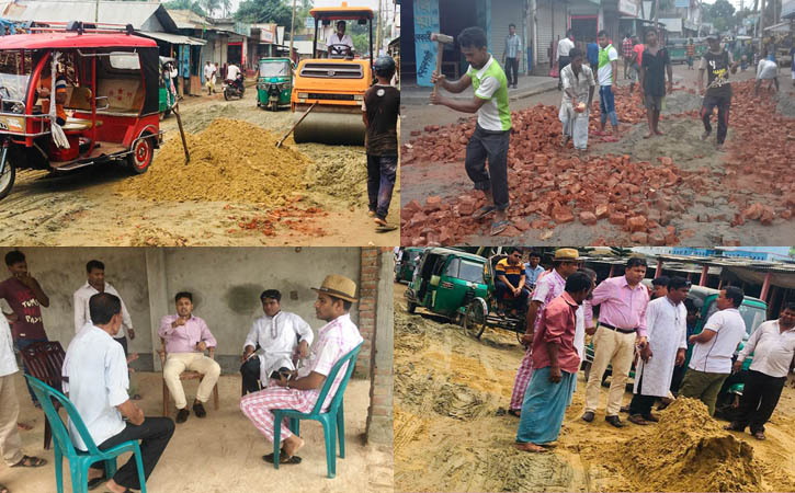 আখাউড়া খড়মপুর রাস্তার মরণ ফাদের সংস্কার কাজ শুরু