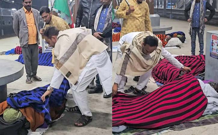 আখাউড়ায় গভীর রাতে শীতার্তদের গায়ে কম্বল জড়িয়ে দিলেন কবির আহমেদ ভুইয়া