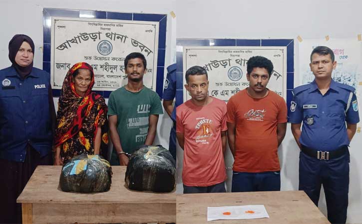 আখাউড়ায় গাজা ও ইয়াবাসহ ৪ মাদক ব্যবসায়ি গ্রেপ্তার