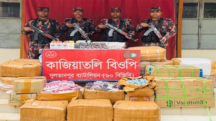 ব্রাহ্মণবাড়িয়ায় প্রায় ১ কোটি ১৯ লাখ টাকার ভারতীয় অবৈধ পণ্য জব্দ