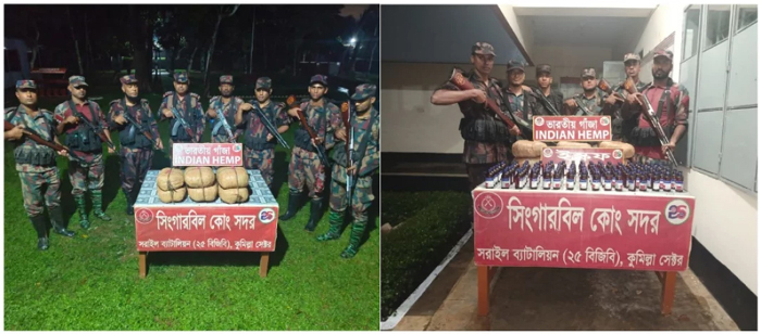 ব্রাহ্মণবাড়িয়ায় ৬০ কেজি ভারতীয় গাঁজাসহ বিপুল পরিমাণ মাদক জব্দ